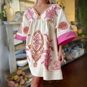 Elegant Pink and Cream floral Dress